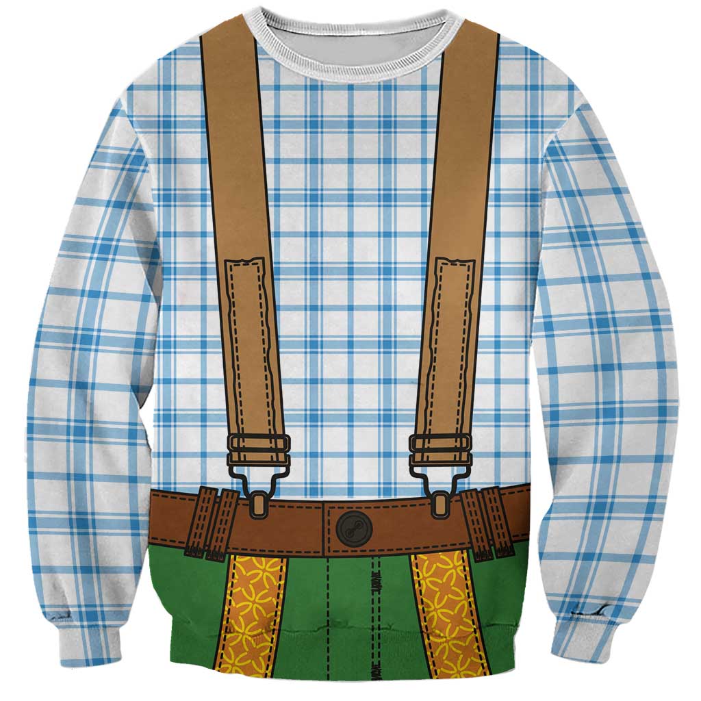 Bavarian Lederhosen Costume Style Sweatshirt Blue Caro Pattern - Wonder Print Shop