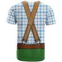 Bavarian Lederhosen Costume Style T Shirt Blue Caro Pattern - Wonder Print Shop