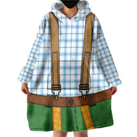 Bavarian Lederhosen Costume Style Wearable Blanket Hoodie Blue Caro Pattern - Wonder Print Shop