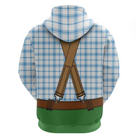 Bavarian Lederhosen Costume Style Zip Hoodie Blue Caro Pattern - Wonder Print Shop