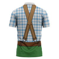 Bavarian Lederhosen Costume Style Zipper Polo Shirt Blue Caro Pattern - Wonder Print Shop