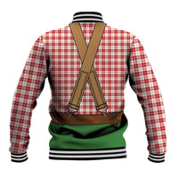 Bavarian Lederhosen Costume Style Baseball Jacket Red Caro Pattern - Wonder Print Shop