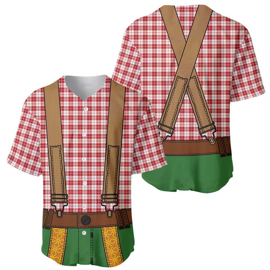 Bavarian Lederhosen Costume Style Baseball Jersey Red Caro Pattern - Wonder Print Shop