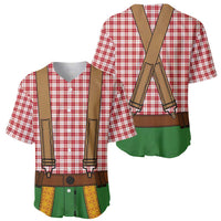 Bavarian Lederhosen Costume Style Baseball Jersey Red Caro Pattern - Wonder Print Shop