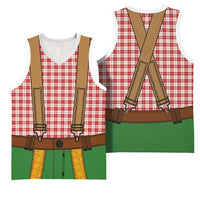 Bavarian Lederhosen Costume Style Basketball Jersey Red Caro Pattern - Wonder Print Shop