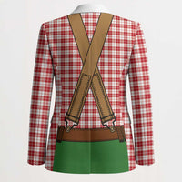 Bavarian Lederhosen Costume Style Blazer Red Caro Pattern - Wonder Print Shop