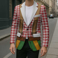 Bavarian Lederhosen Costume Style Blazer Red Caro Pattern - Wonder Print Shop