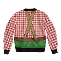 Bavarian Lederhosen Costume Style Bomber Jacket Red Caro Pattern - Wonder Print Shop