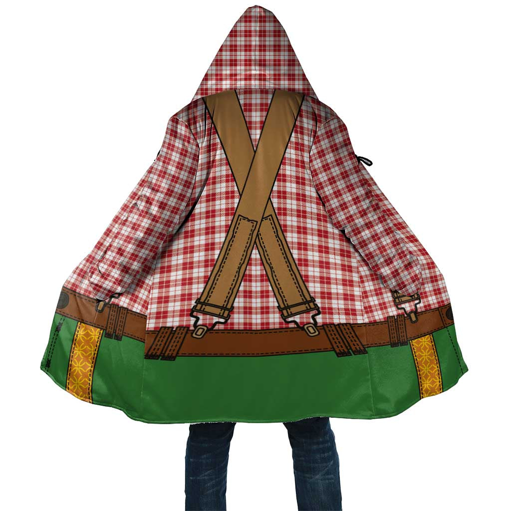 Bavarian Lederhosen Costume Style Cloak Red Caro Pattern - Wonder Print Shop