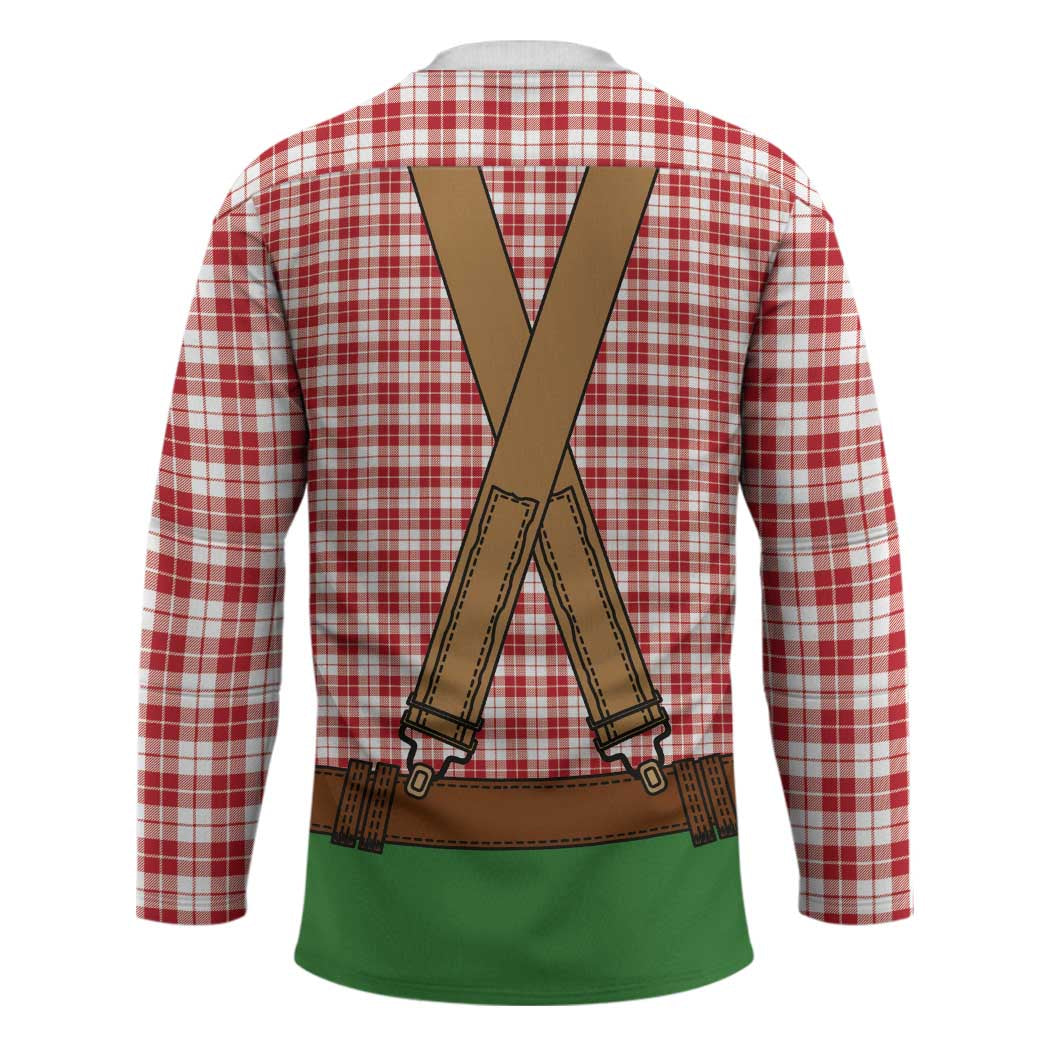 Bavarian Lederhosen Costume Style Hockey Jersey Red Caro Pattern - Wonder Print Shop