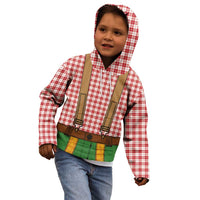 Bavarian Lederhosen Costume Style Kid Hoodie Red Caro Pattern - Wonder Print Shop