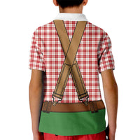 Bavarian Lederhosen Costume Style Kid Polo Shirt Red Caro Pattern - Wonder Print Shop
