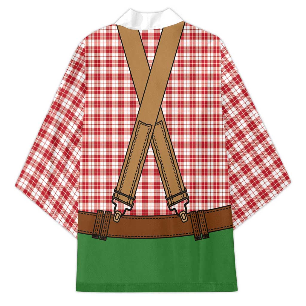 Bavarian Lederhosen Costume Style Kimono Red Caro Pattern - Wonder Print Shop