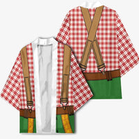 Bavarian Lederhosen Costume Style Kimono Red Caro Pattern - Wonder Print Shop