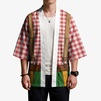 Bavarian Lederhosen Costume Style Kimono Red Caro Pattern - Wonder Print Shop