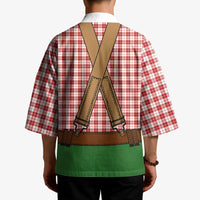 Bavarian Lederhosen Costume Style Kimono Red Caro Pattern - Wonder Print Shop