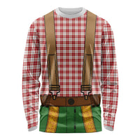 Bavarian Lederhosen Costume Style Long Sleeve Shirt Red Caro Pattern - Wonder Print Shop