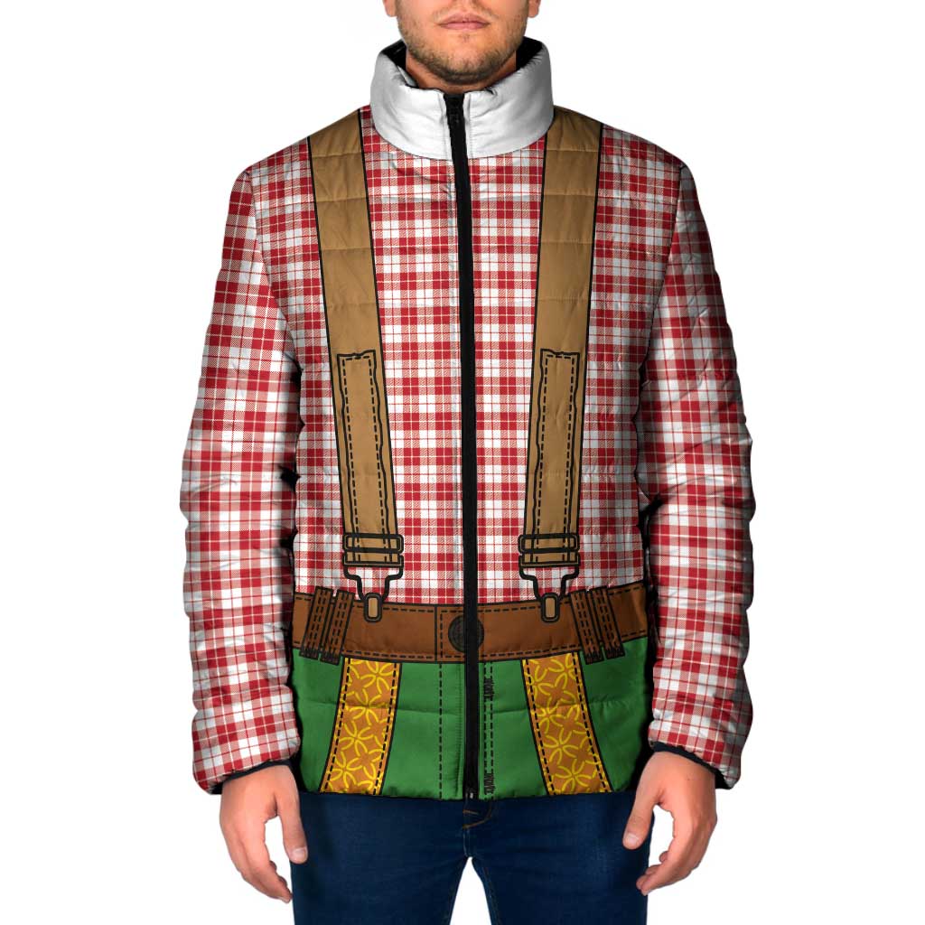 Bavarian Lederhosen Costume Style Padded Jacket Red Caro Pattern - Wonder Print Shop