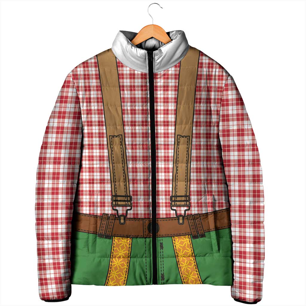 Bavarian Lederhosen Costume Style Padded Jacket Red Caro Pattern - Wonder Print Shop