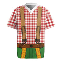 Bavarian Lederhosen Costume Style Rugby Jersey Red Caro Pattern - Wonder Print Shop