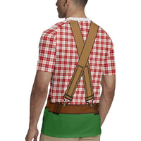 Bavarian Lederhosen Costume Style Rugby Jersey Red Caro Pattern - Wonder Print Shop