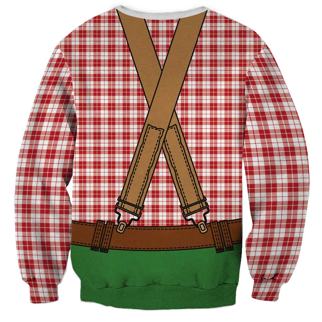 Bavarian Lederhosen Costume Style Sweatshirt Red Caro Pattern - Wonder Print Shop
