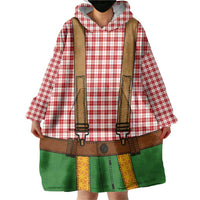 Bavarian Lederhosen Costume Style Wearable Blanket Hoodie Red Caro Pattern - Wonder Print Shop