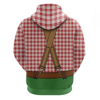 Bavarian Lederhosen Costume Style Zip Hoodie Red Caro Pattern - Wonder Print Shop