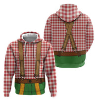 Bavarian Lederhosen Costume Style Zip Hoodie Red Caro Pattern - Wonder Print Shop