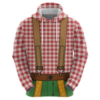 Bavarian Lederhosen Costume Style Zip Hoodie Red Caro Pattern - Wonder Print Shop
