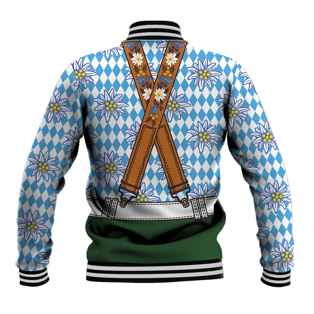 Bavarian Lederhosen Costume Style Baseball Jacket Edelweiss Rautenflagge Pattern - Wonder Print Shop