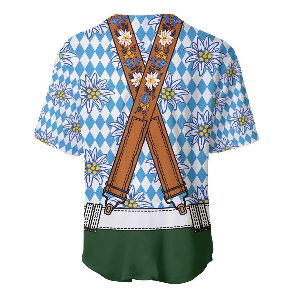 Bavarian Lederhosen Costume Style Baseball Jersey Edelweiss Rautenflagge Pattern - Wonder Print Shop