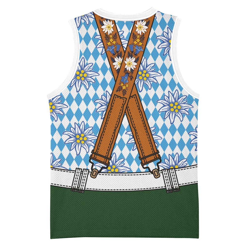 Bavarian Lederhosen Costume Style Basketball Jersey Edelweiss Rautenflagge Pattern - Wonder Print Shop