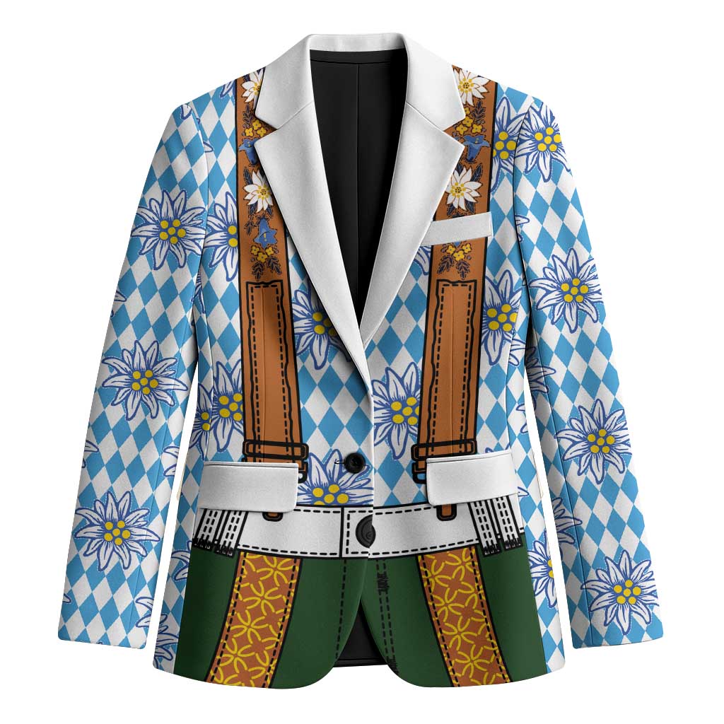 Bavarian Lederhosen Costume Style Blazer Edelweiss Rautenflagge Pattern - Wonder Print Shop