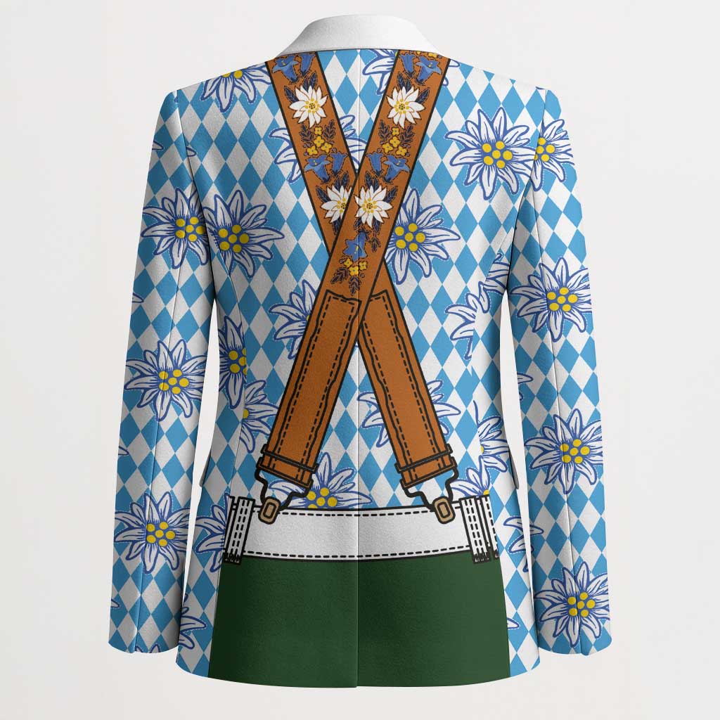 Bavarian Lederhosen Costume Style Blazer Edelweiss Rautenflagge Pattern - Wonder Print Shop