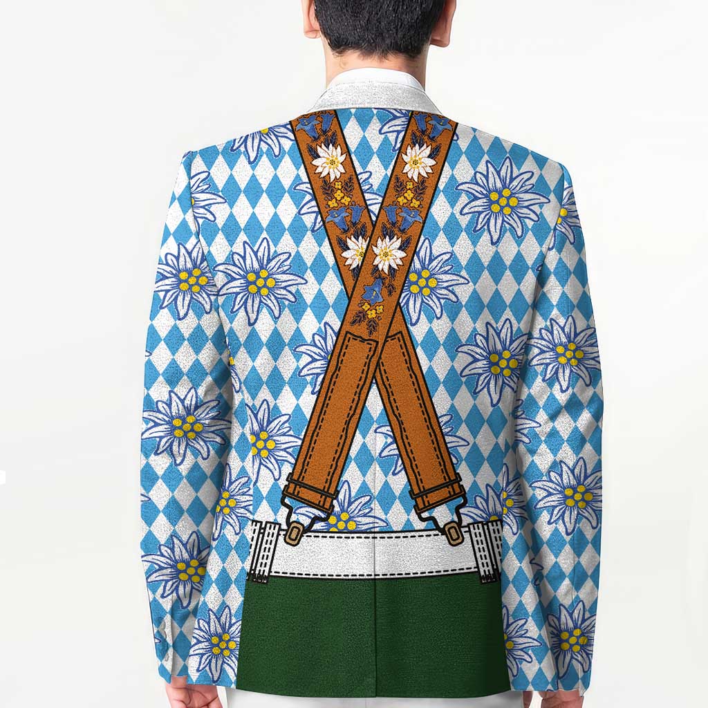 Bavarian Lederhosen Costume Style Blazer Edelweiss Rautenflagge Pattern - Wonder Print Shop
