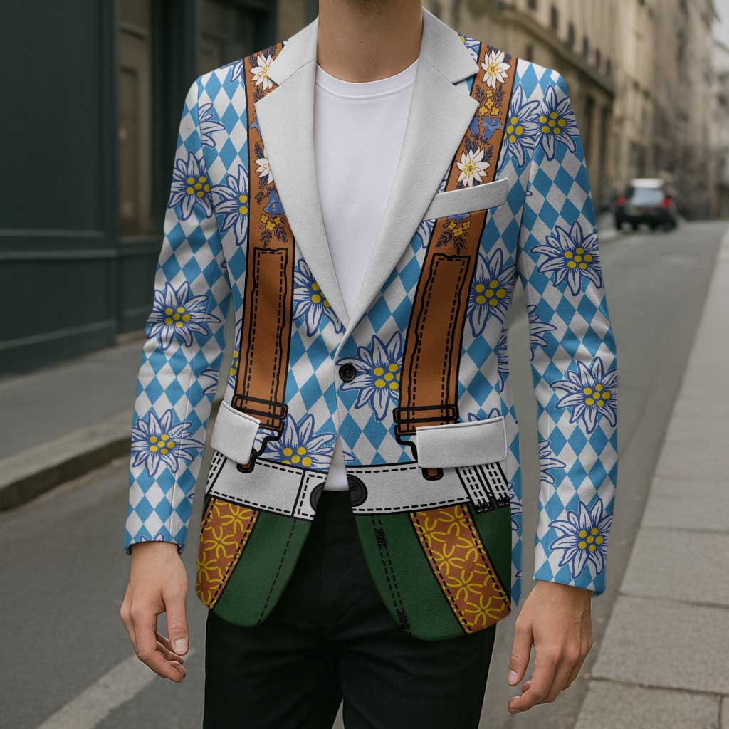 Bavarian Lederhosen Costume Style Blazer Edelweiss Rautenflagge Pattern - Wonder Print Shop