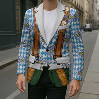 Bavarian Lederhosen Costume Style Blazer Edelweiss Rautenflagge Pattern - Wonder Print Shop