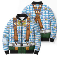 Bavarian Lederhosen Costume Style Bomber Puffer Jacket Edelweiss Rautenflagge Pattern - Wonder Print Shop