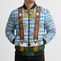 Bavarian Lederhosen Costume Style Bomber Puffer Jacket Edelweiss Rautenflagge Pattern - Wonder Print Shop