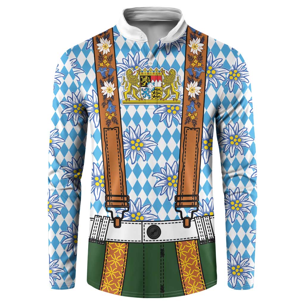 Bavarian Lederhosen Costume Style Button Sweatshirt Edelweiss Rautenflagge Pattern - Wonder Print Shop