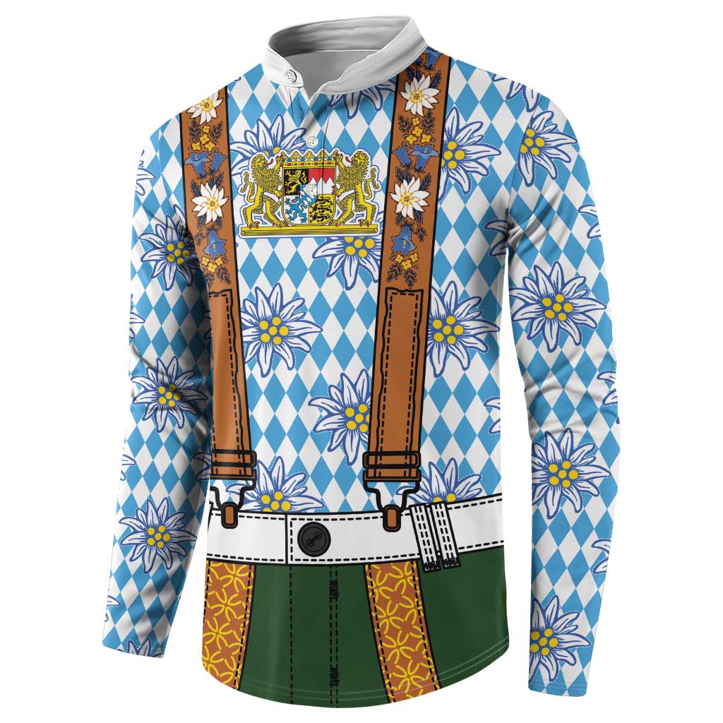 Bavarian Lederhosen Costume Style Button Sweatshirt Edelweiss Rautenflagge Pattern - Wonder Print Shop