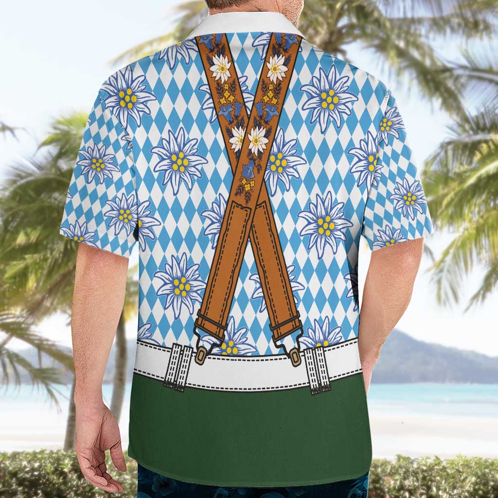 Bavarian Lederhosen Costume Style Hawaiian Shirt Edelweiss Rautenflagge Pattern - Wonder Print Shop