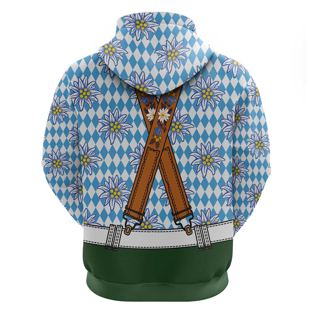 Bavarian Lederhosen Costume Style Hoodie Edelweiss Rautenflagge Pattern - Wonder Print Shop