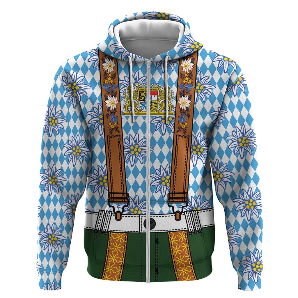 Bavarian Lederhosen Costume Style Hoodie Edelweiss Rautenflagge Pattern - Wonder Print Shop