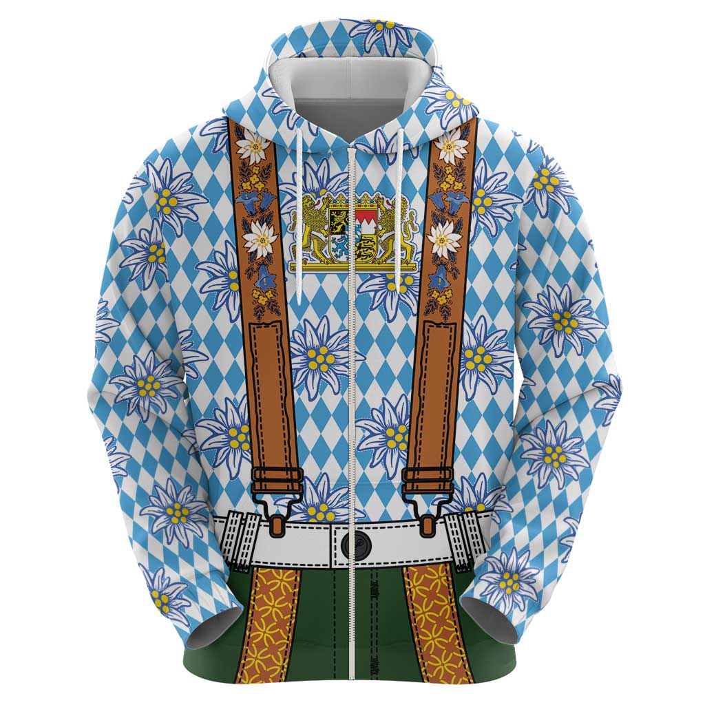 Bavarian Lederhosen Costume Style Hoodie Edelweiss Rautenflagge Pattern - Wonder Print Shop