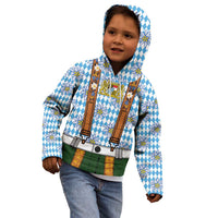 Bavarian Lederhosen Costume Style Kid Hoodie Edelweiss Rautenflagge Pattern - Wonder Print Shop