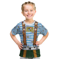 Bavarian Lederhosen Costume Style Kid T Shirt Edelweiss Rautenflagge Pattern - Wonder Print Shop
