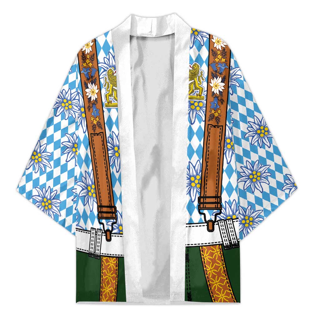 Bavarian Lederhosen Costume Style Kimono Edelweiss Rautenflagge Pattern - Wonder Print Shop