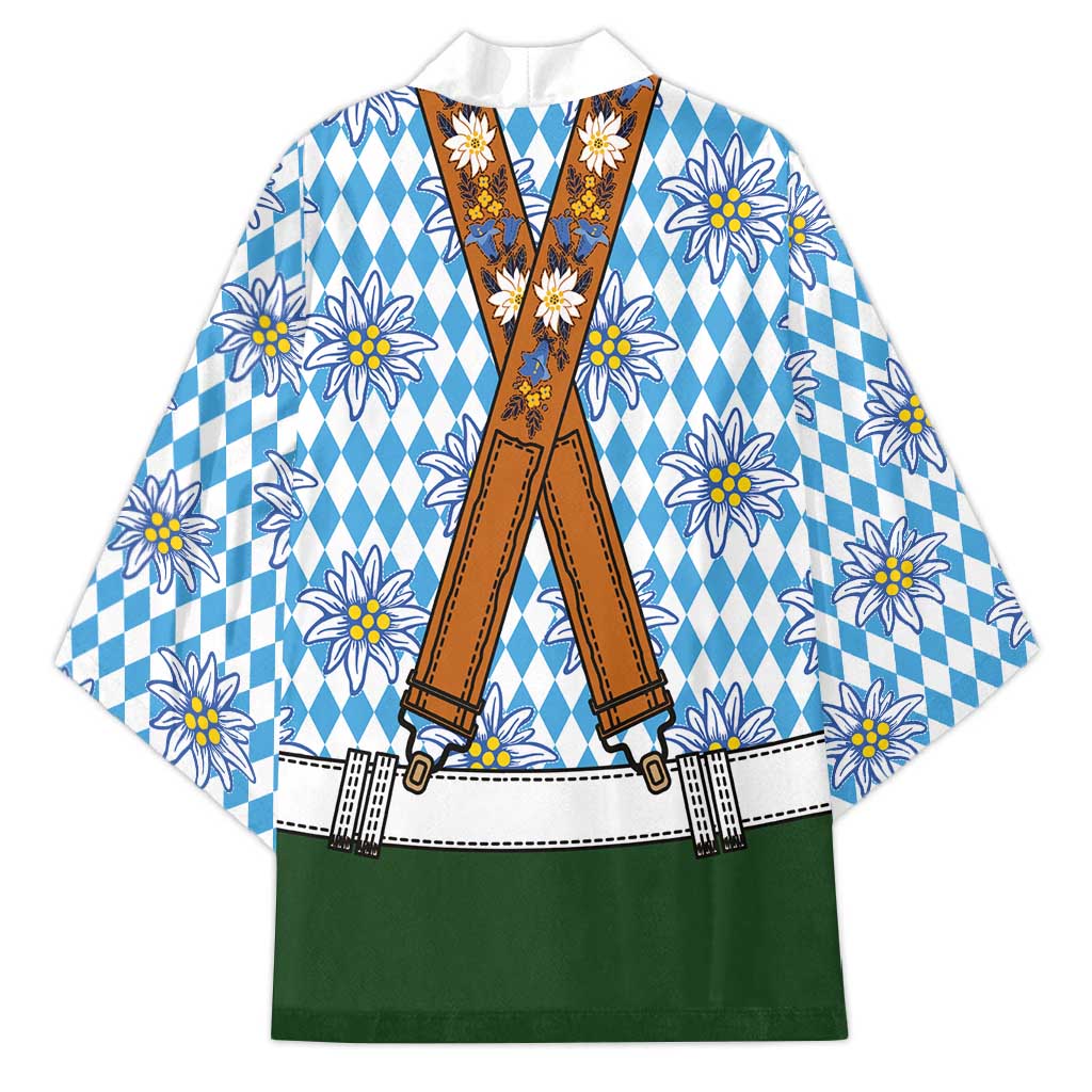 Bavarian Lederhosen Costume Style Kimono Edelweiss Rautenflagge Pattern - Wonder Print Shop